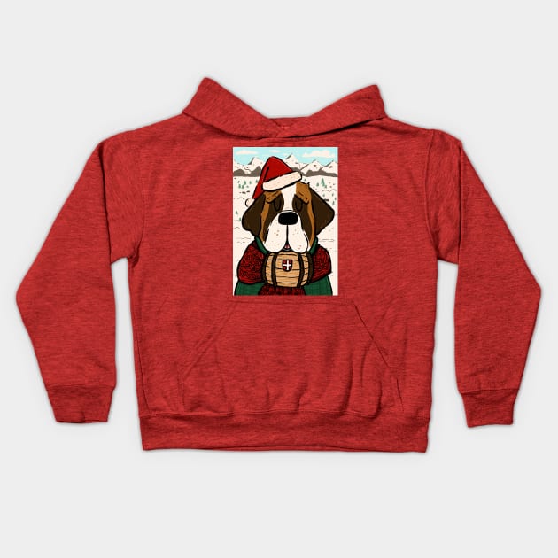 Holiday St. Bernard Kids Hoodie by Fluffymafi